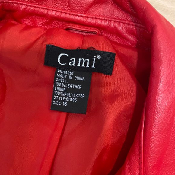 Cami Red Genuine Leather Jacket - Picture 4 of 7